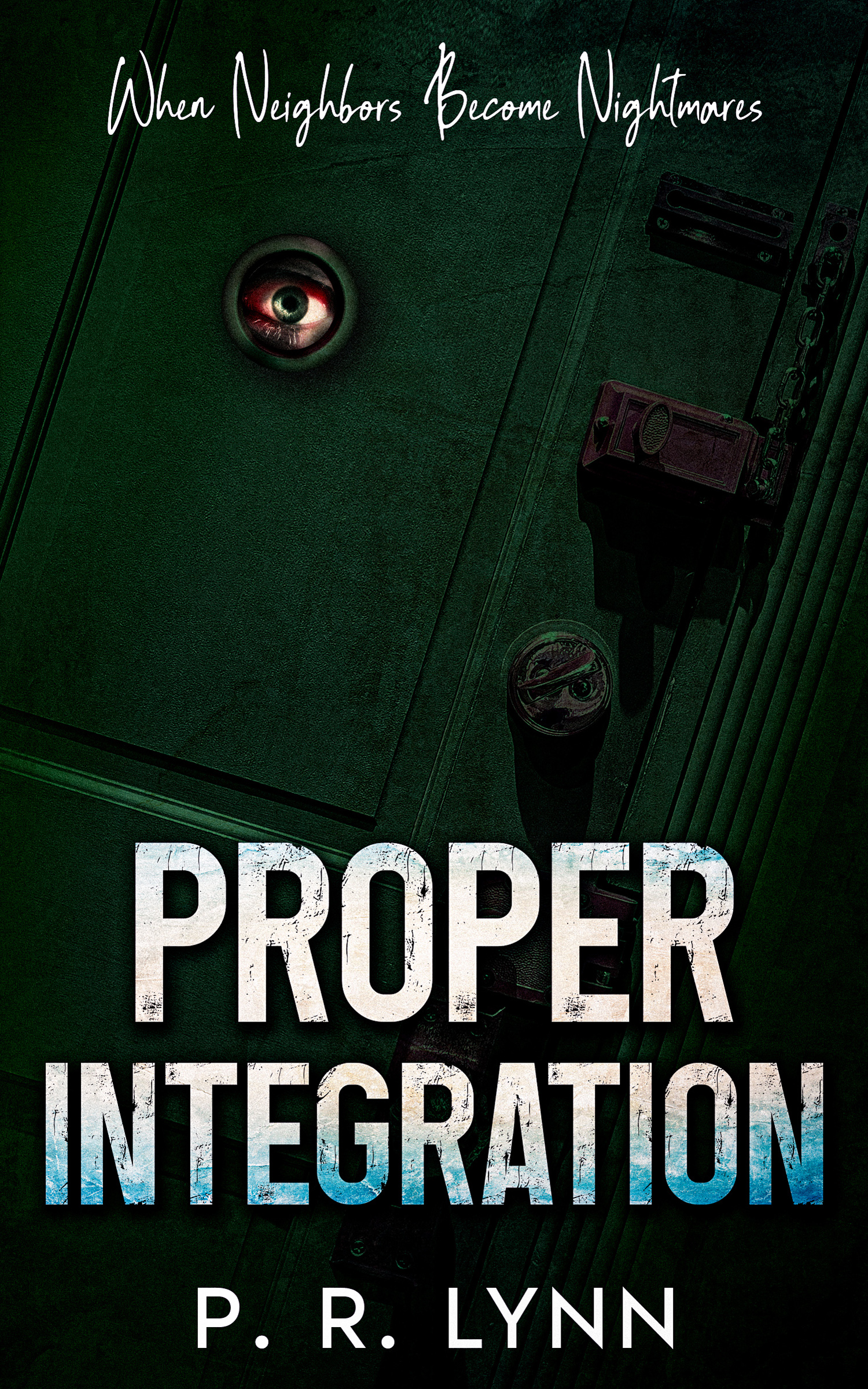 Proper Integration book cover showing an eerie door with an eye peeking through