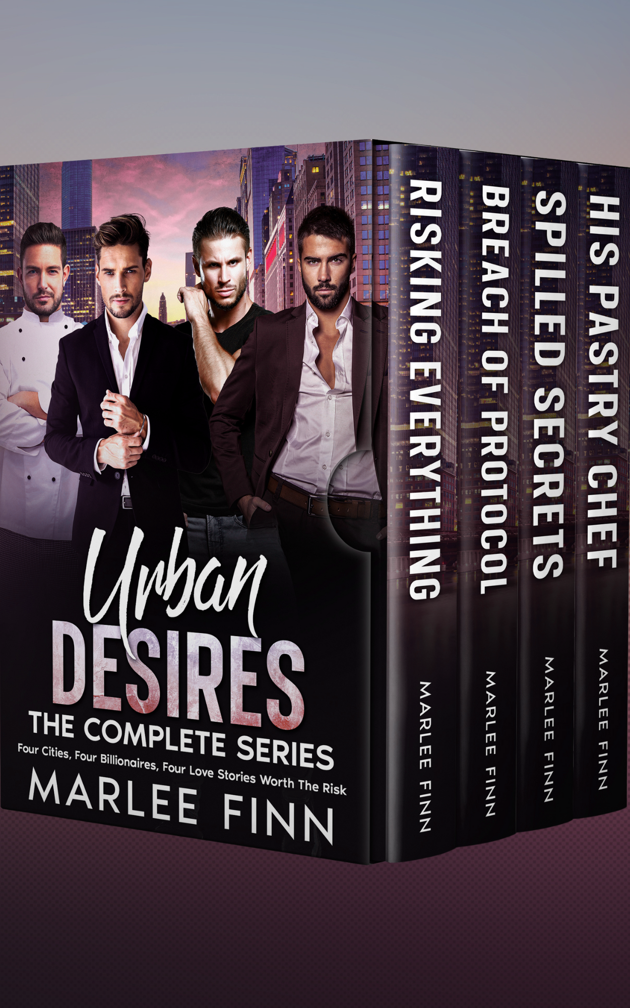 Urban Desires book series cover featuring four stylishly dressed men in a city setting