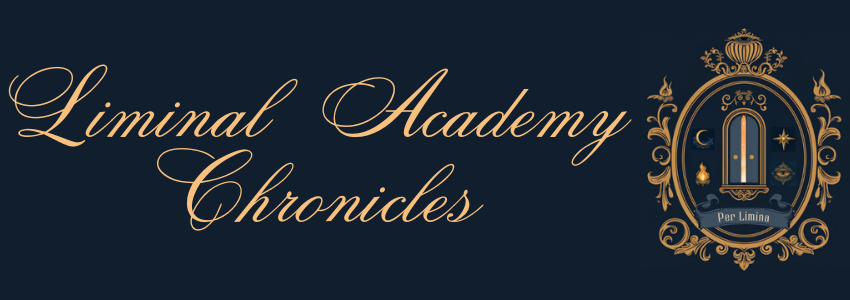 Liminal Academy Chronicles elegant logo with ornate crest
